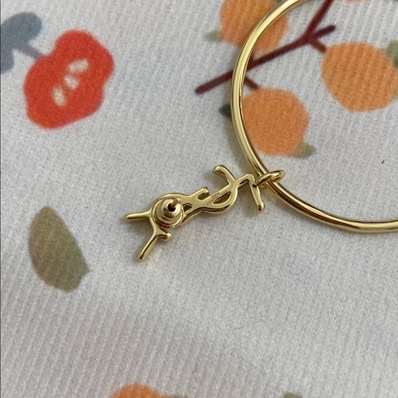 Saint Laurent Large Gold Hoop Earrings - Picture 6 of 7